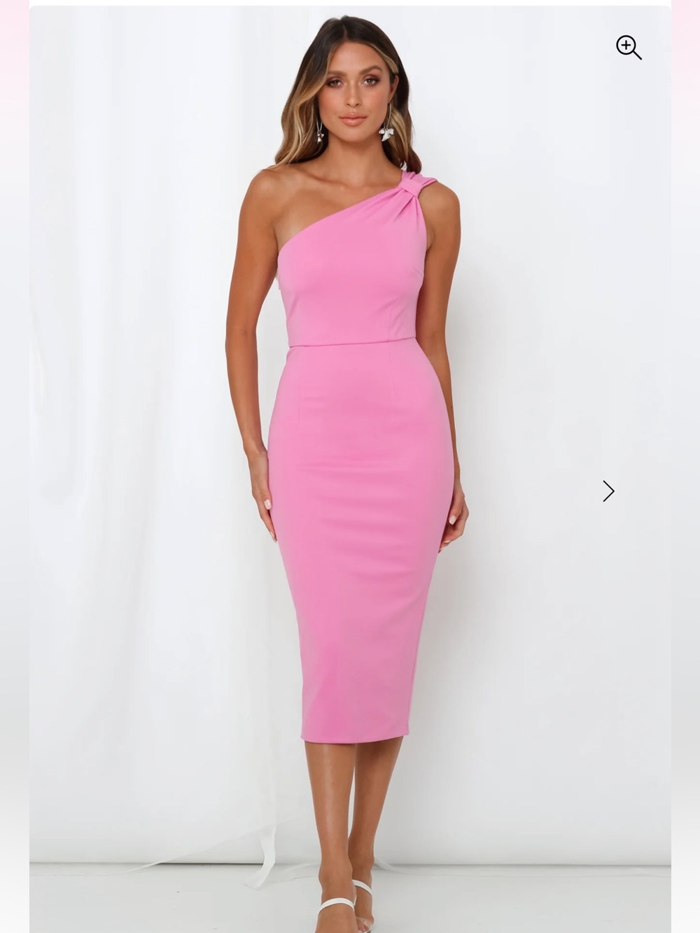 Hello Molly NWT CUPID AND PSYCHE PINK ONE SHOULDER MIDI DRESS